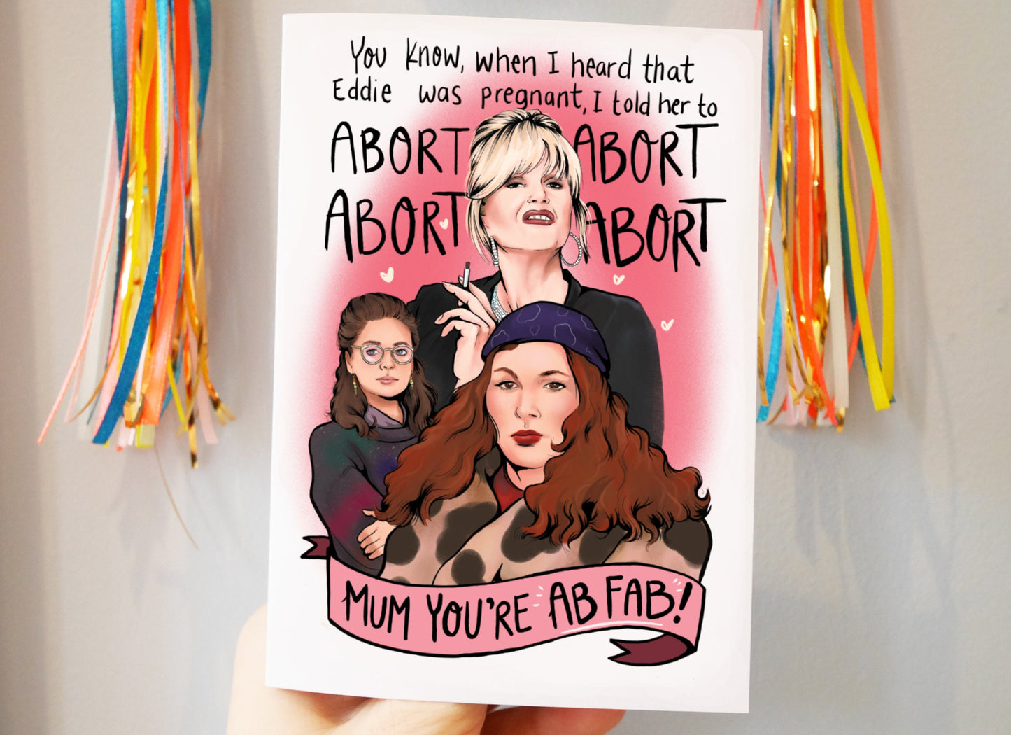 Absolutely Fabulous Jennifer Saunders, Joanna Lumley inspired Mother's Day Card