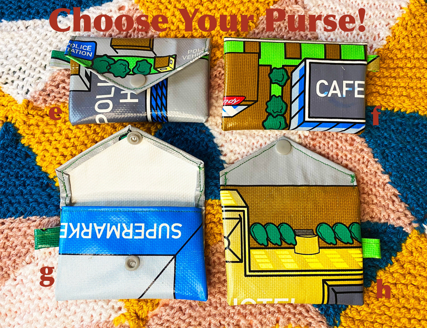 Handmade playmat coin purse/card holder, popper, pouch, small gift, recycled, 90’s, toy