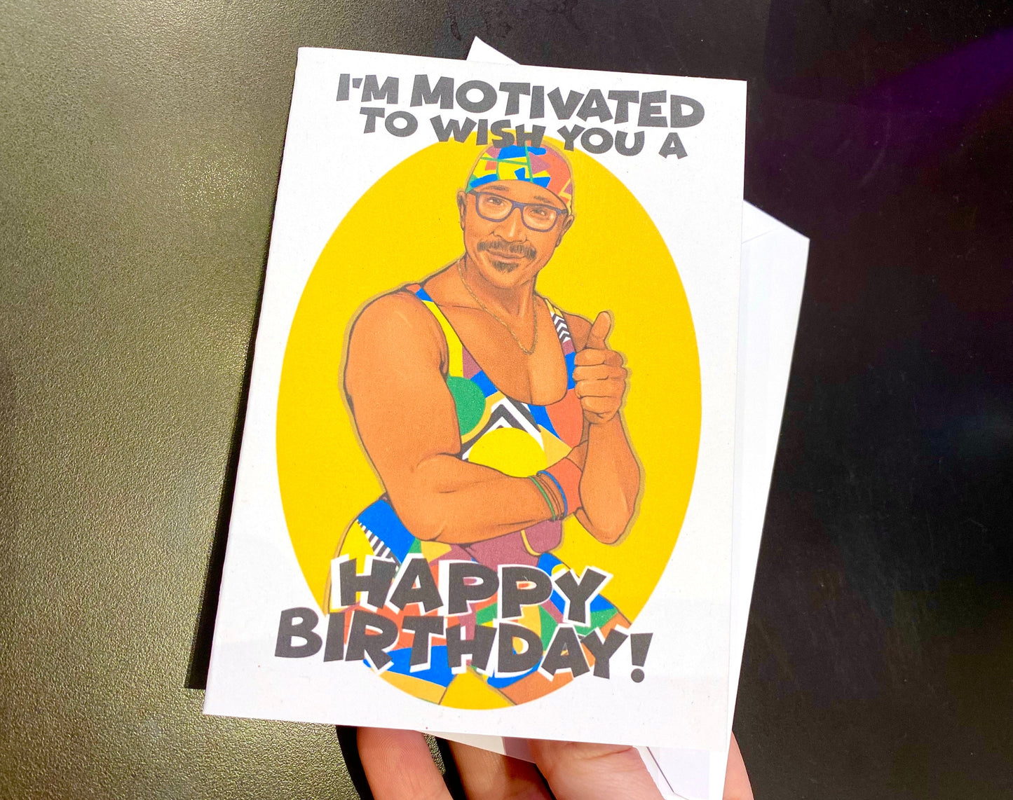 I’m Motivated to wish you a happy Birthday - 1990s Mr Motivator TV inspired Card