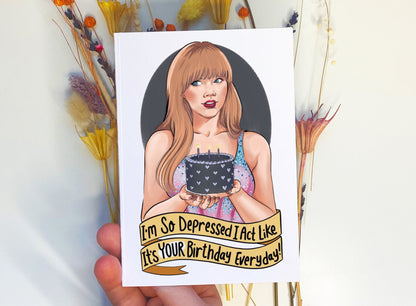 Taylor Swift The Tortured Poets Department themed Birthday card