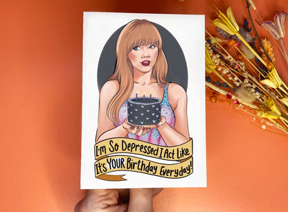 Taylor Swift The Tortured Poets Department themed Birthday card